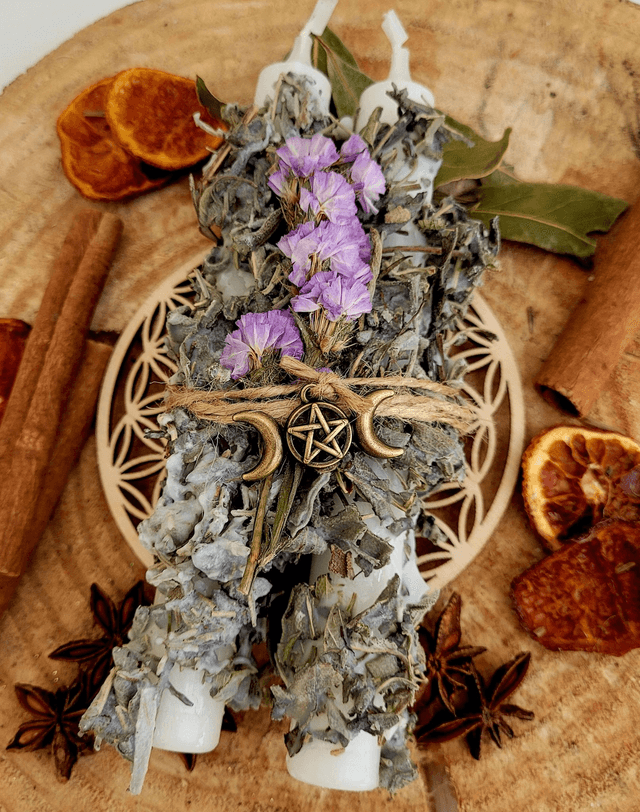 Bougies ritualisées Protection à la sauge (la paire)