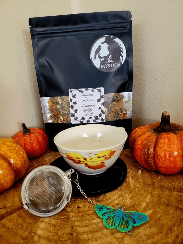 Lot infusion, sa tasse, sa boule à thé avec breloque papillon