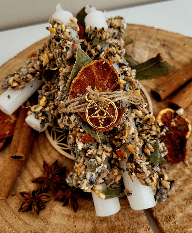 Bougies ritualisées Chance &amp; Abondance (la paire)