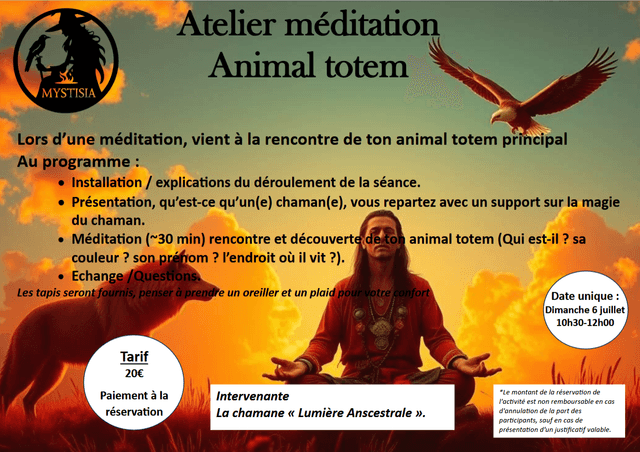 Atelier méditation - Animal totem (juillet)